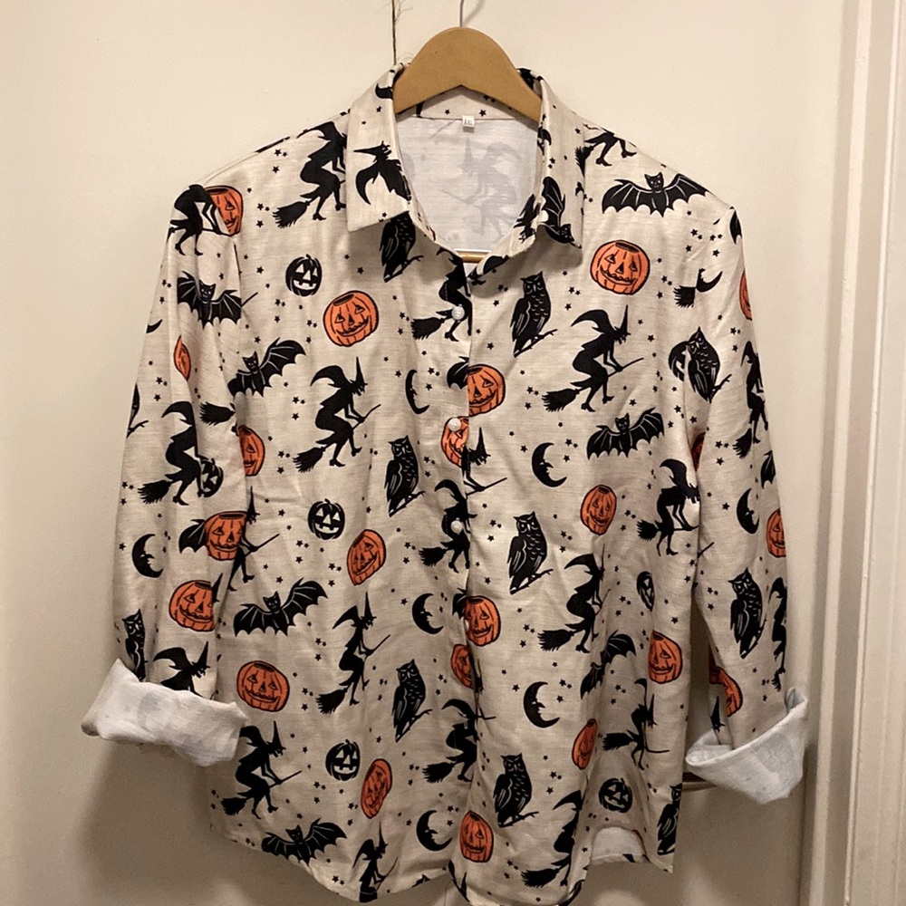 Halloween Blouse - witches, moon, bats Spooky Fun